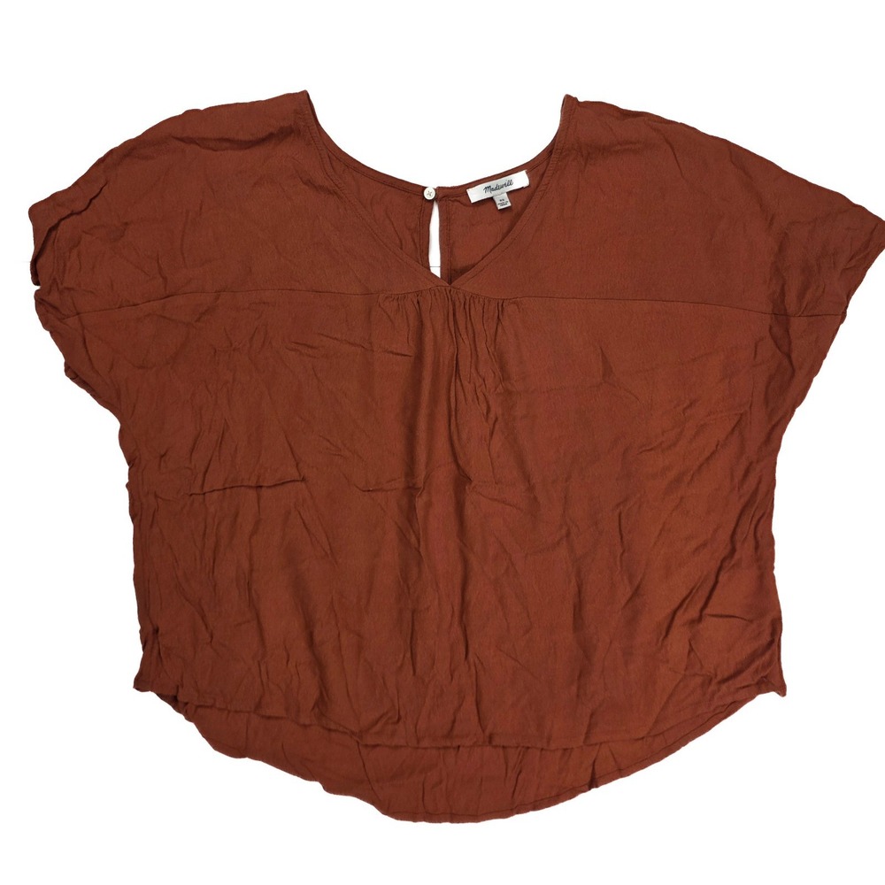 Madewell Orange Brown Scoop Neck Capped Sleeve Cropped Top Women's Size XS